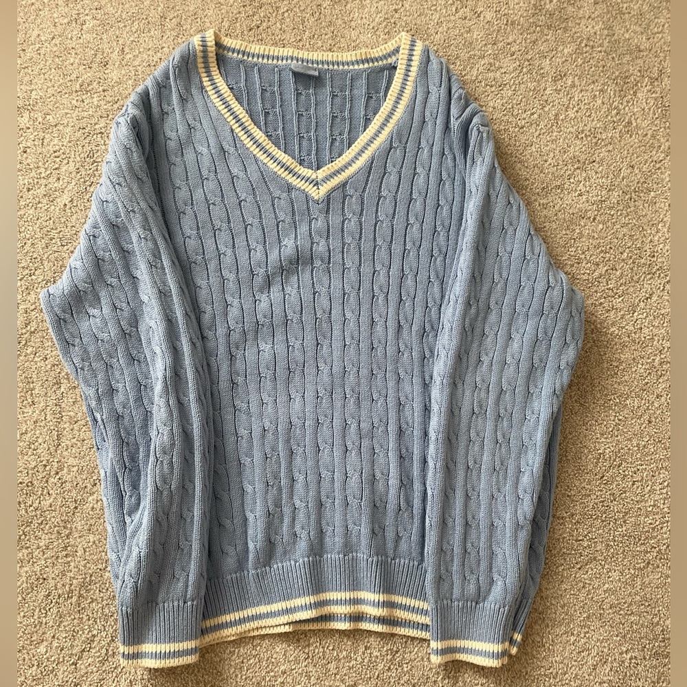 Brandy Melville Blue Cable Knit Sweater